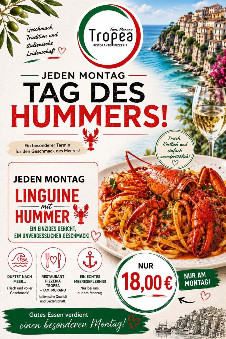 Tropea Aktion Tag des Hummers: Jeden Montag nur 18€.